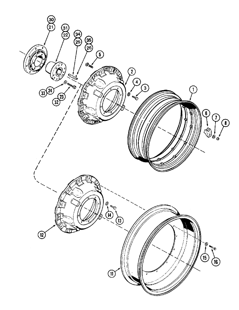 Схема запчастей Case IH 8920 - (6-088) - UNIVERSAL CAST REAR WHEELS, SINGLE OR DUAL (06) - POWER TRAIN