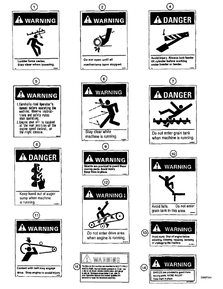 Схема запчастей Case IH 2166 - (9H-36) - DECALS, WARNING AND DANGER (12) - CHASSIS