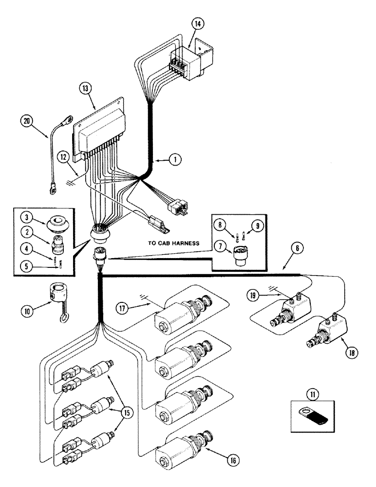 Схема запчастей Case IH 2394 - (4-22) - ELECTRIC SHIFT HARNESS (04) - ELECTRICAL SYSTEMS