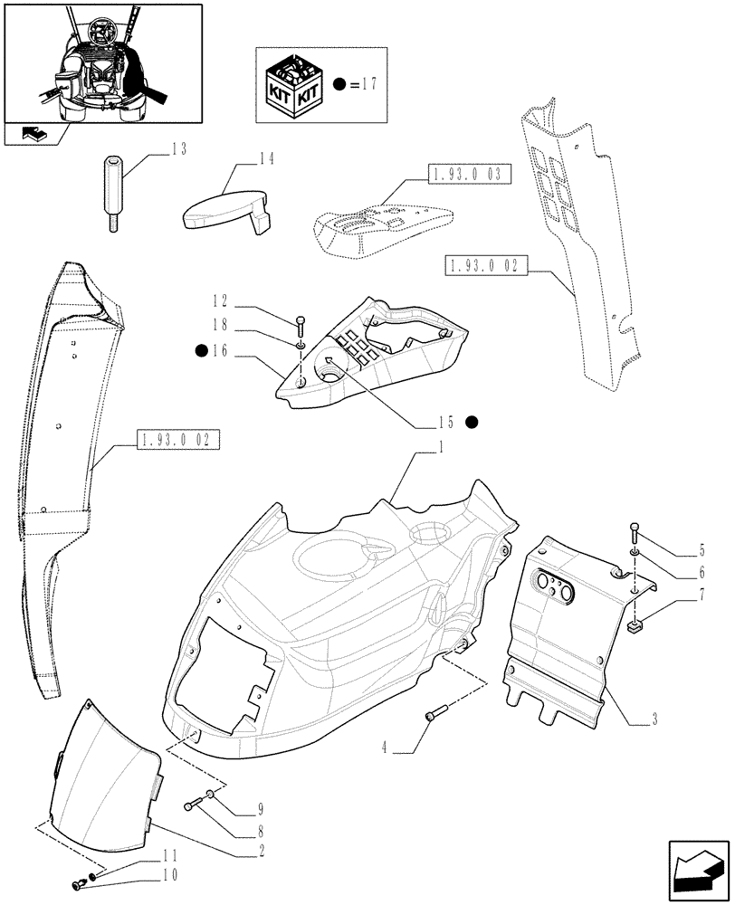 Схема запчастей Case IH PUMA 140 - (1.93.0/01) - ELECTROHYDRAULIC REAR REMOTE CONTROL VALVES - CONTROLS COVER - RH (VAR.330856-330862-338851) (10) - OPERATORS PLATFORM/CAB