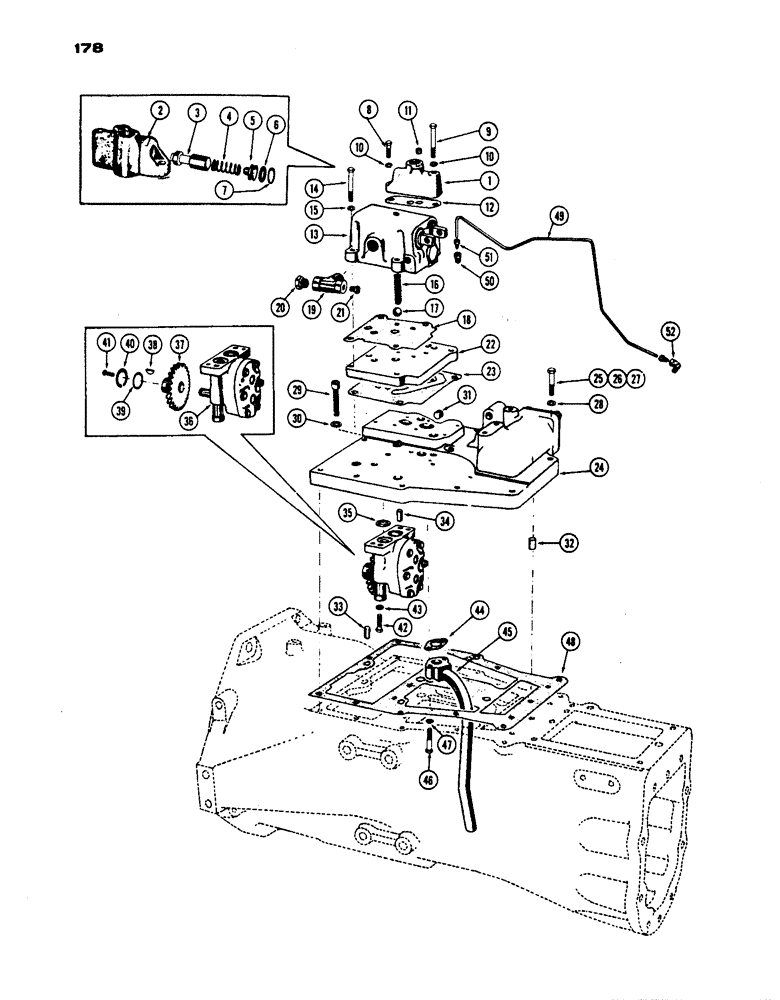 Схема запчастей Case IH 530 - (178) - CASE-O-MATIC, PUMP AND VALVE ADAPTER HOUSING, PRIOR TO S/N 8262800 (06) - POWER TRAIN