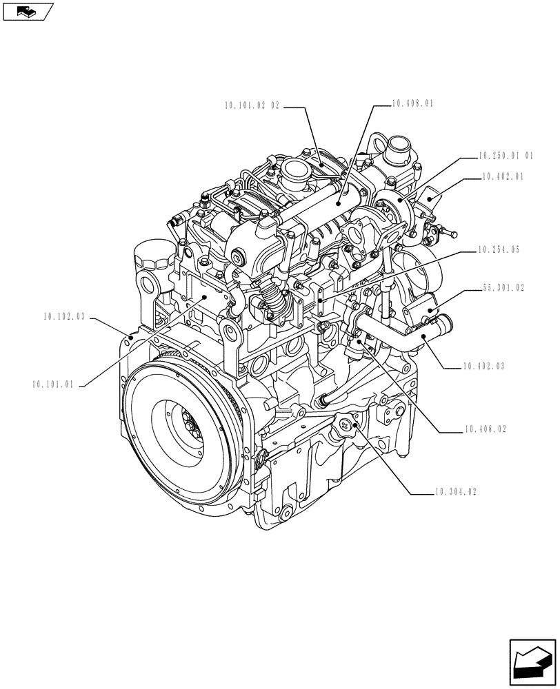 Схема запчастей Case IH F5AE5484C A002 - (10.000.01[02]) - PICTORIAL INDEX - ENGINE (10) - ENGINE
