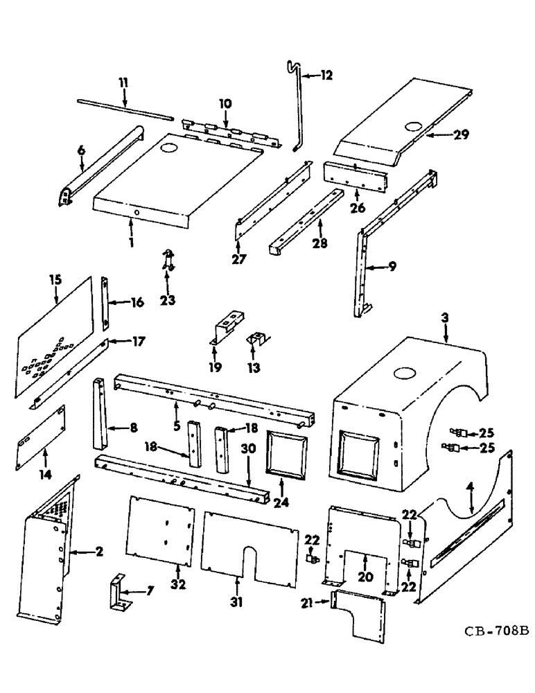 Схема запчастей Case IH 815 - (A-14) - CHASSIS, RADIATOR AND SHEET METAL, ENGINE HOOD COVER, D407 DIESEL Chassis, Radiator & Sheet Metal