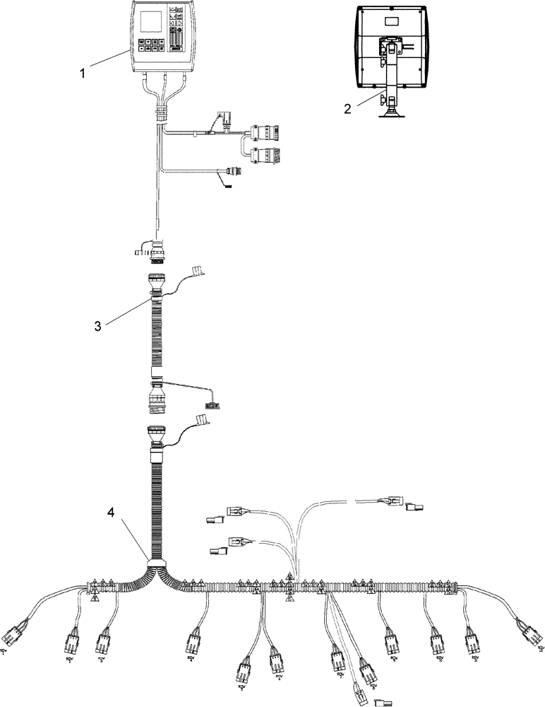 Схема запчастей Case IH 1250 - (55.424.08) - ELECTRICAL - EARLY RISER IV MONITOR LAYOUT (55) - ELECTRICAL SYSTEMS