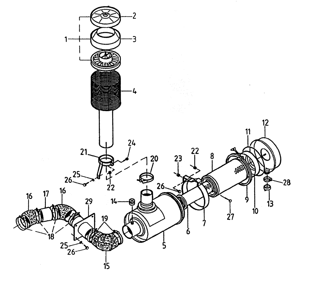 Схема запчастей Case IH 7000 - (C03-15) - AIR CLEANER (6CT), UP TO AND INCLUDING SERIAL #7907 Engine & Engine Attachments