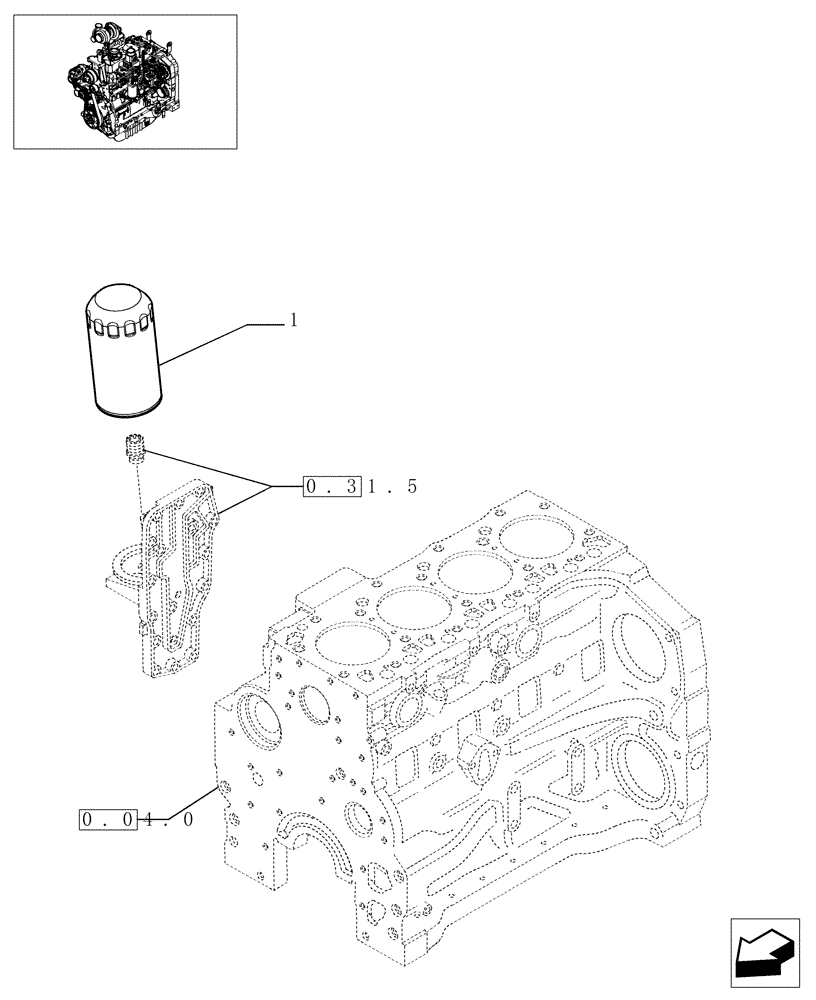 Схема запчастей Case IH JX1100U - (0.30.2) - OIL FILTERS (01) - ENGINE
