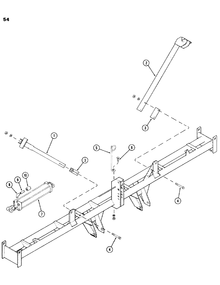 Схема запчастей Case IH 100-SERIES - (54) - WING STOP AND CYLINDER, PRIOR TO SN1605900 