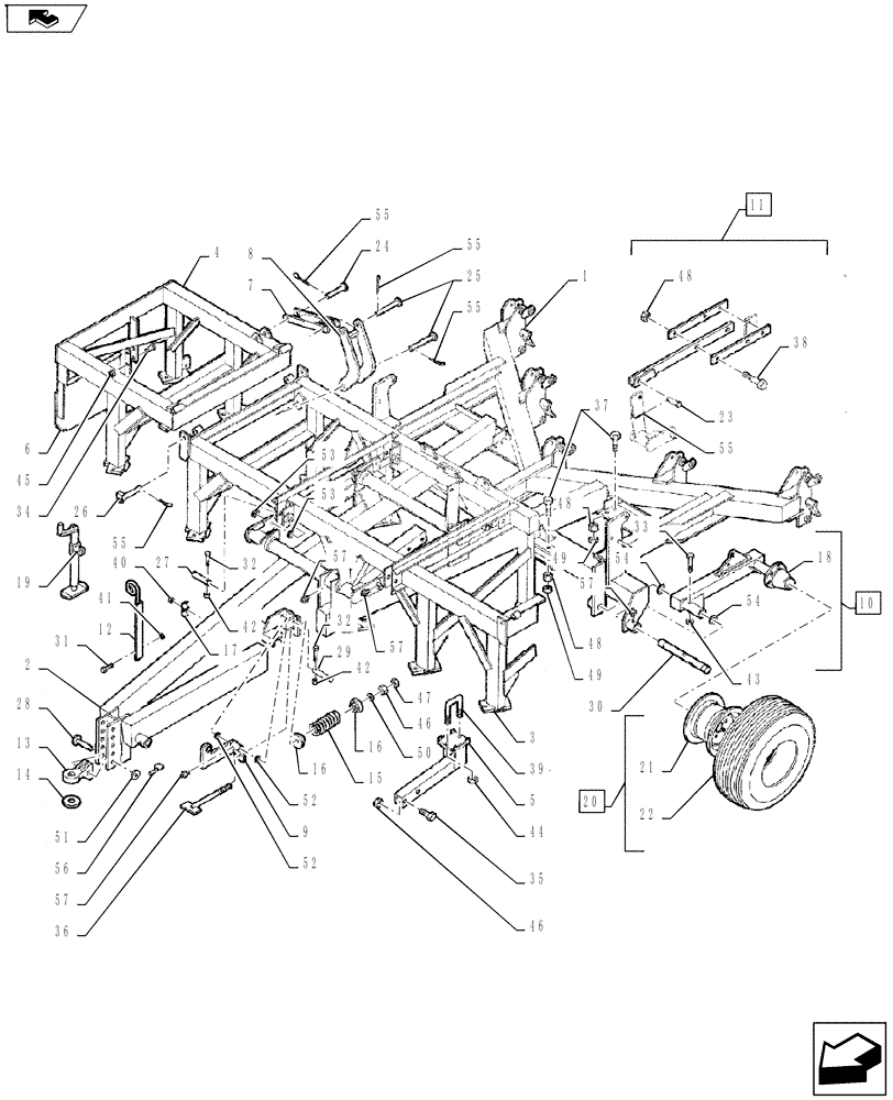 Схема запчастей Case IH TURBO-TIGER - (39.100.01) - FRAME ASSEMBLY (39) - FRAMES AND BALLASTING