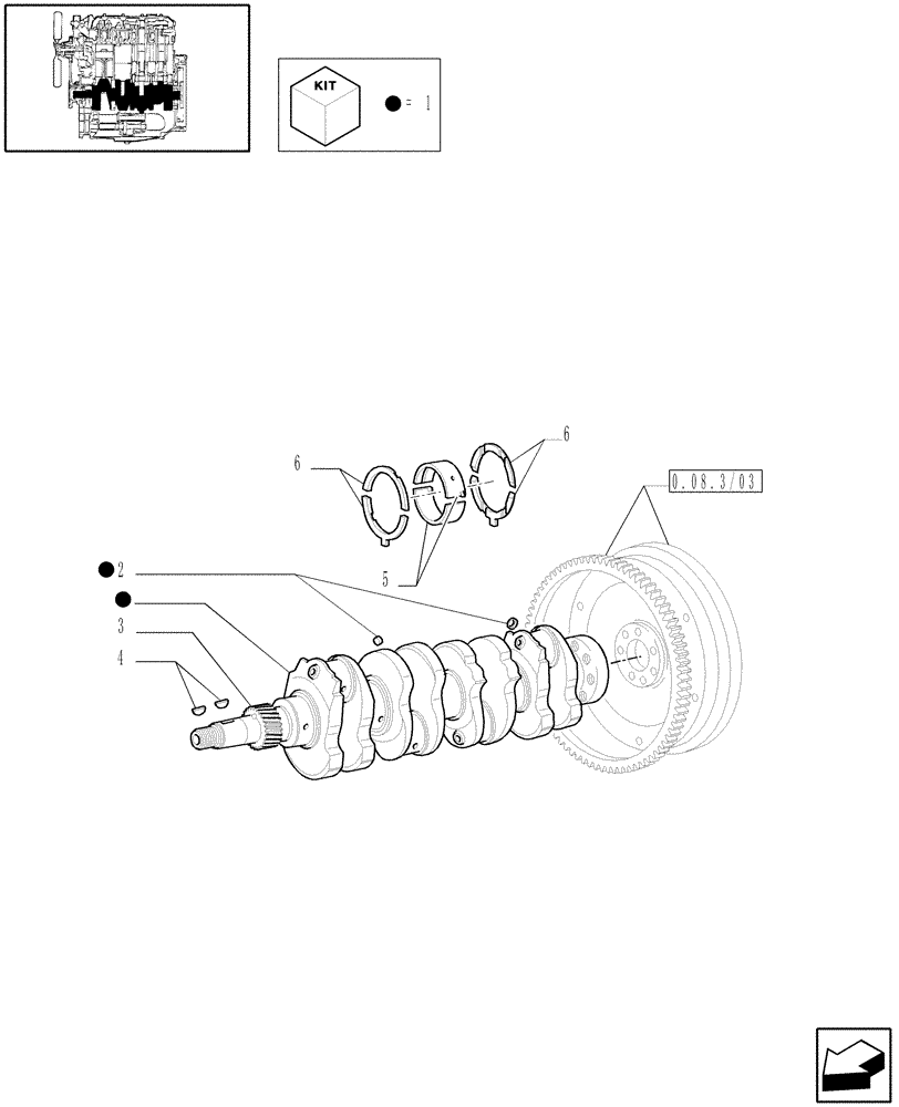 Схема запчастей Case IH JX95 - (0.08.0/04) - (VAR.319-747) TTF MOTOR TIER2 - CRANKSHAFT (01) - ENGINE