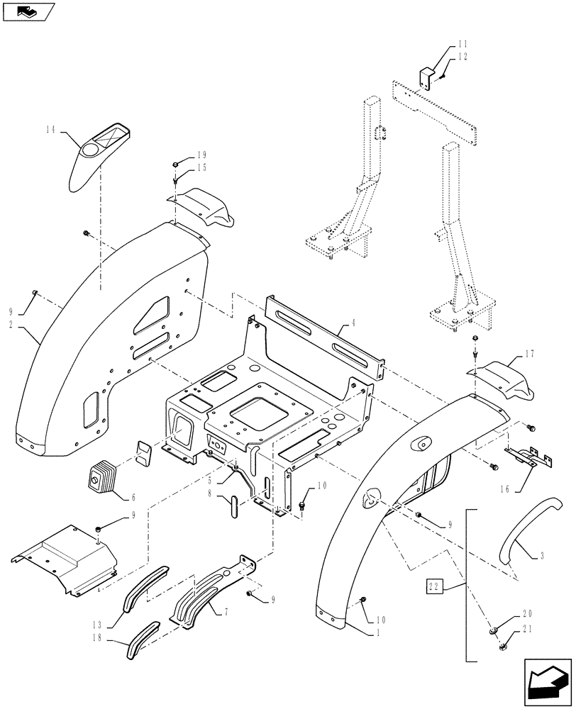 Схема запчастей Case IH FARMALL 40B - (90.116.01) - FENDER (90) - PLATFORM, CAB, BODYWORK AND DECALS