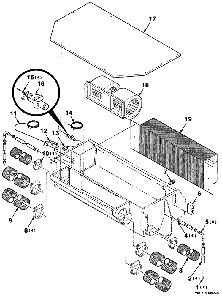 Схема запчастей Case IH 8880 - (07-042) - AIR CONDITIONER AND HEATING ASSEMBLY (50) - CAB CLIMATE CONTROL