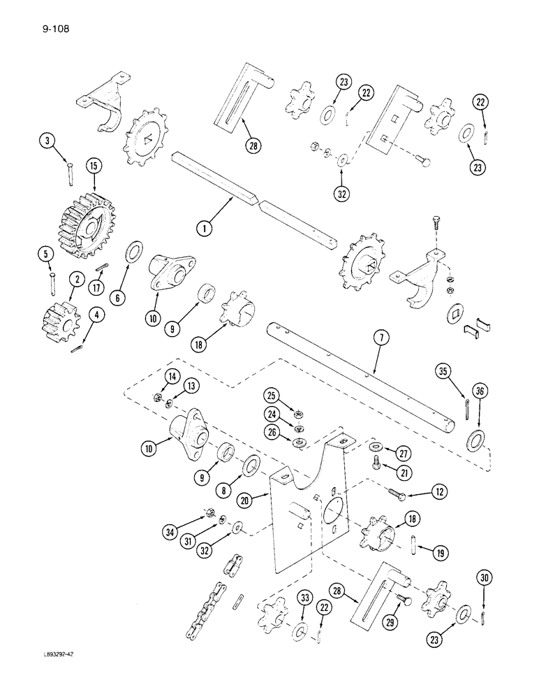 Схема запчастей Case IH 6300 - (9-108) - FERTILIZER DRIVE, CONTINUED (09) - CHASSIS/ATTACHMENTS