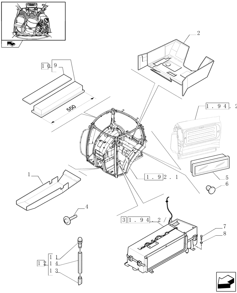 Схема запчастей Case IH MAXXUM 140 - (1.94.2[03]) - HEATING/AIR CONDITIONING - AIR CONDITIONER AND RELATED PARTS (10) - OPERATORS PLATFORM/CAB