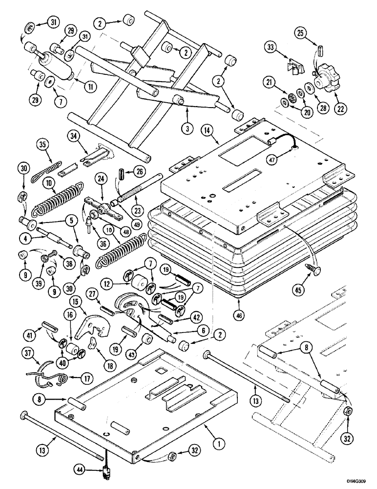 Схема запчастей Case IH 5150 - (9F-24) - MECHANICAL SUSPENSION, STANDARD FOR CAB MACHINES - DELUXE FOR NON-CAB (09) - CHASSIS/ATTACHMENTS