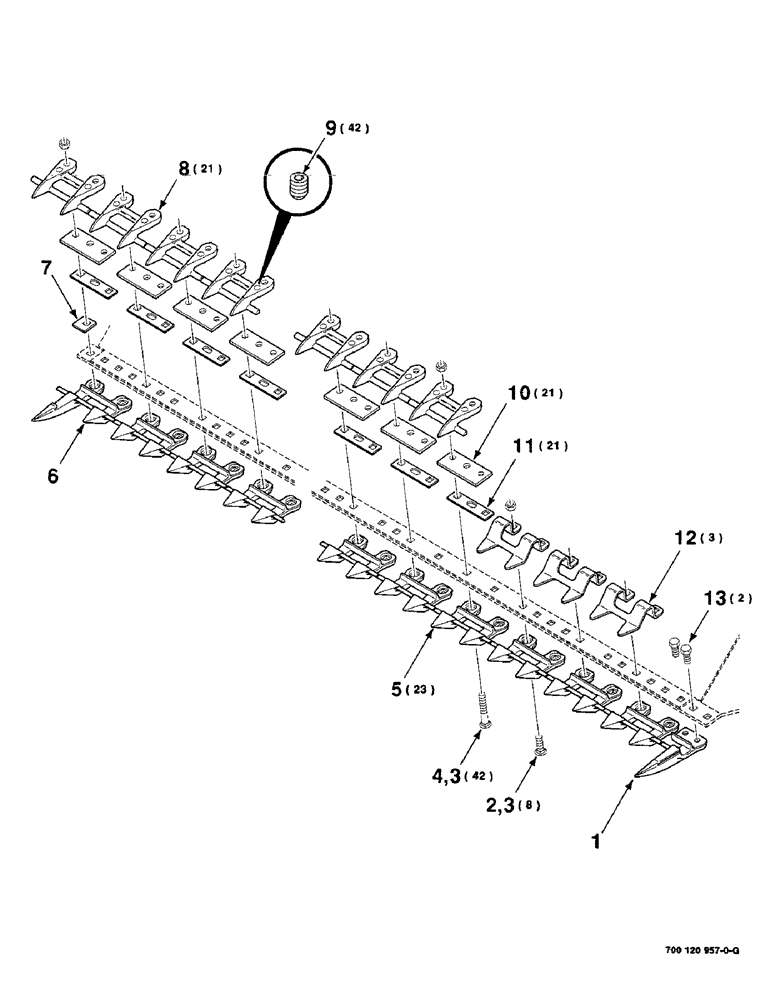 Схема запчастей Case IH 8350 - (9-16) - 12 FOOT STUB GUARD KIT, ADJUSTABLE STUB ON STUB GUARD (09) - CHASSIS