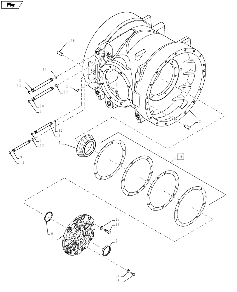 Схема запчастей Case IH STEIGER 550 - (27.100.21) - 600 SERIES AXLE - CENTER AND LEFT-HAND CARRIER, WHEEL TRACTOR - STEIGER 550HD & 600 (27) - REAR AXLE SYSTEM