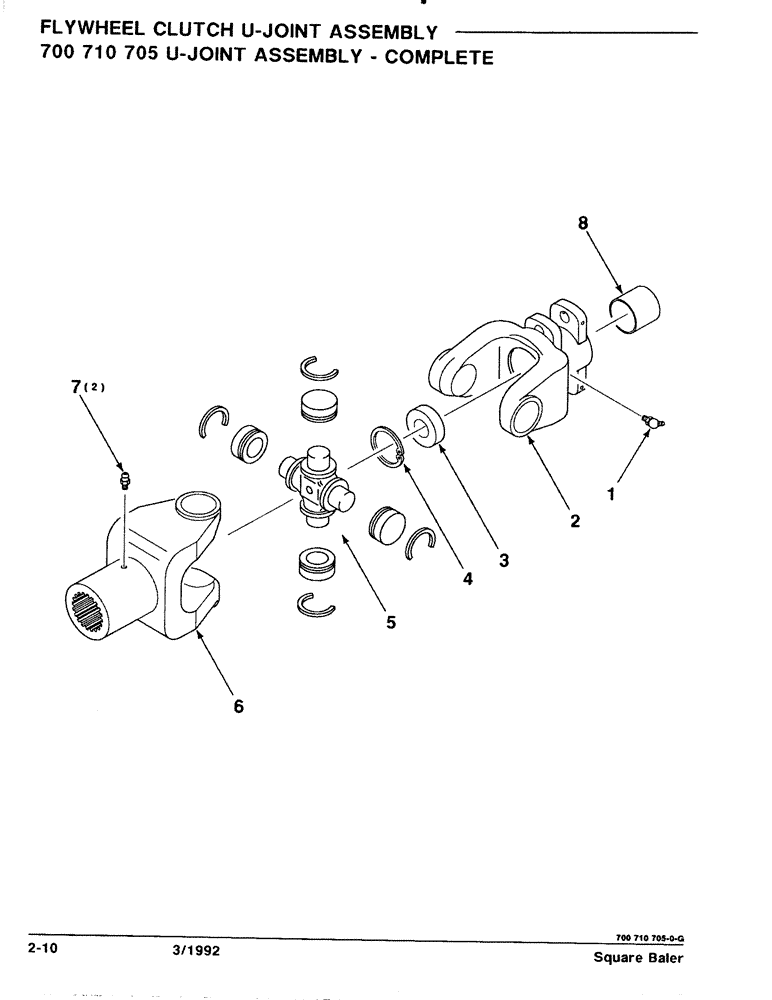 Схема запчастей Case IH 8570 - (2-10) - FLYWHEEL CLUTCH U-JOINT ASSEMBLY, 700710705 U-JOINT ASSEMBLY, COMPLETE Driveline