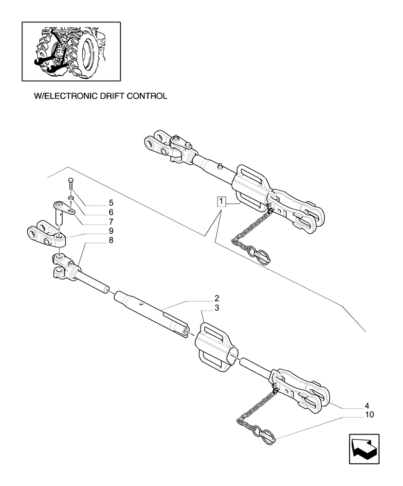 Схема запчастей Case IH MXU135 - (1.89.6/02C) - IMPLEMENT LINKAGE DEVICE WITH TELESCOPIC ARMS - ADJUSTABLE LIFT-ROD (09) - IMPLEMENT LIFT