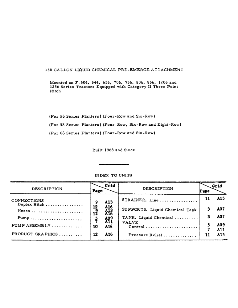 Схема запчастей Case IH LIQUID - (C-02) - LIQUID CHEMICAL FERTILIZERS, 150 GALLON LIQUID CHEMICAL PRE-EMERGE ATTACHMENT, 1968 & SINCE - INDEX 