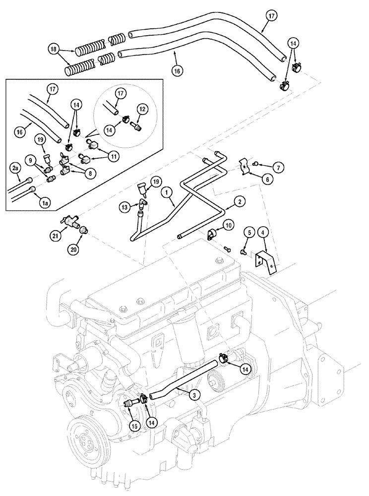 Схема запчастей Case IH CX90 - (02-06) - HEATER HOSES (02) - ENGINE
