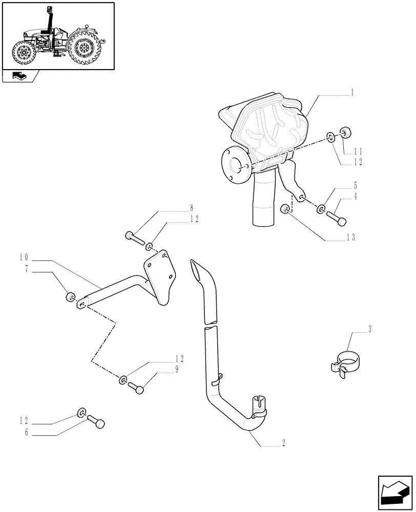 Схема запчастей Case IH FARMALL 75C - (1.15.1/05) - VERTICAL EXHAUST LESS GUARD SHIELD (VAR.331134) (02) - ENGINE EQUIPMENT