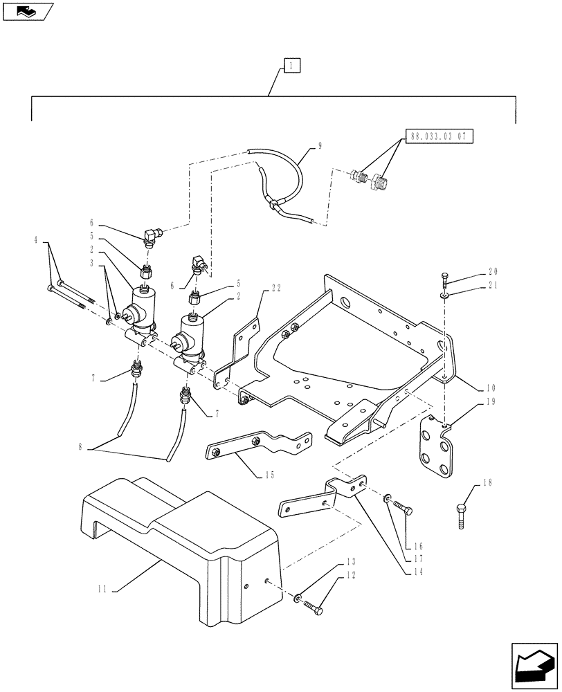 Схема запчастей Case IH PUMA 160 - (88.033.03[08]) - DIA KIT, PNEUMATIC TRAILER BRAKE ITALY - CONTROL VALVE AND RELEVANT PARTS (88) - ACCESSORIES