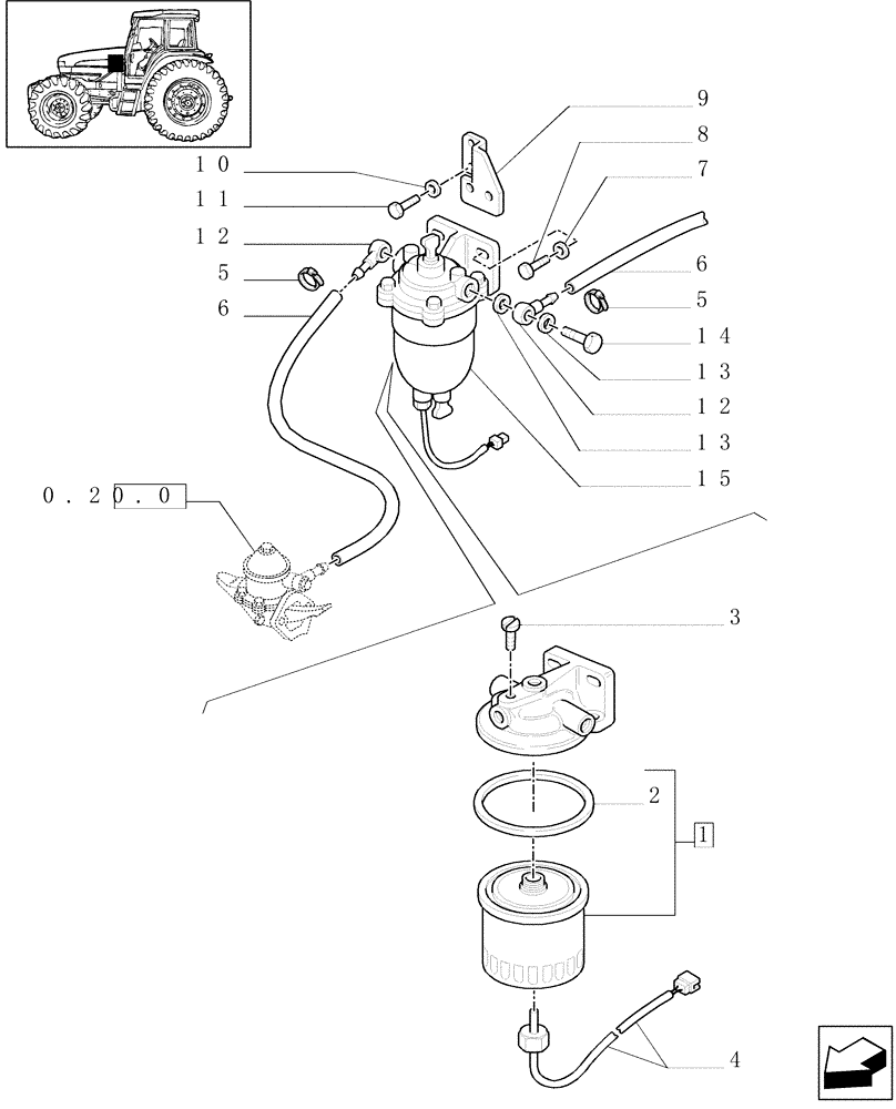 Схема запчастей Case IH JX90U - (0.20.0/01) - (VAR.130) FUEL FILTER (01) - ENGINE