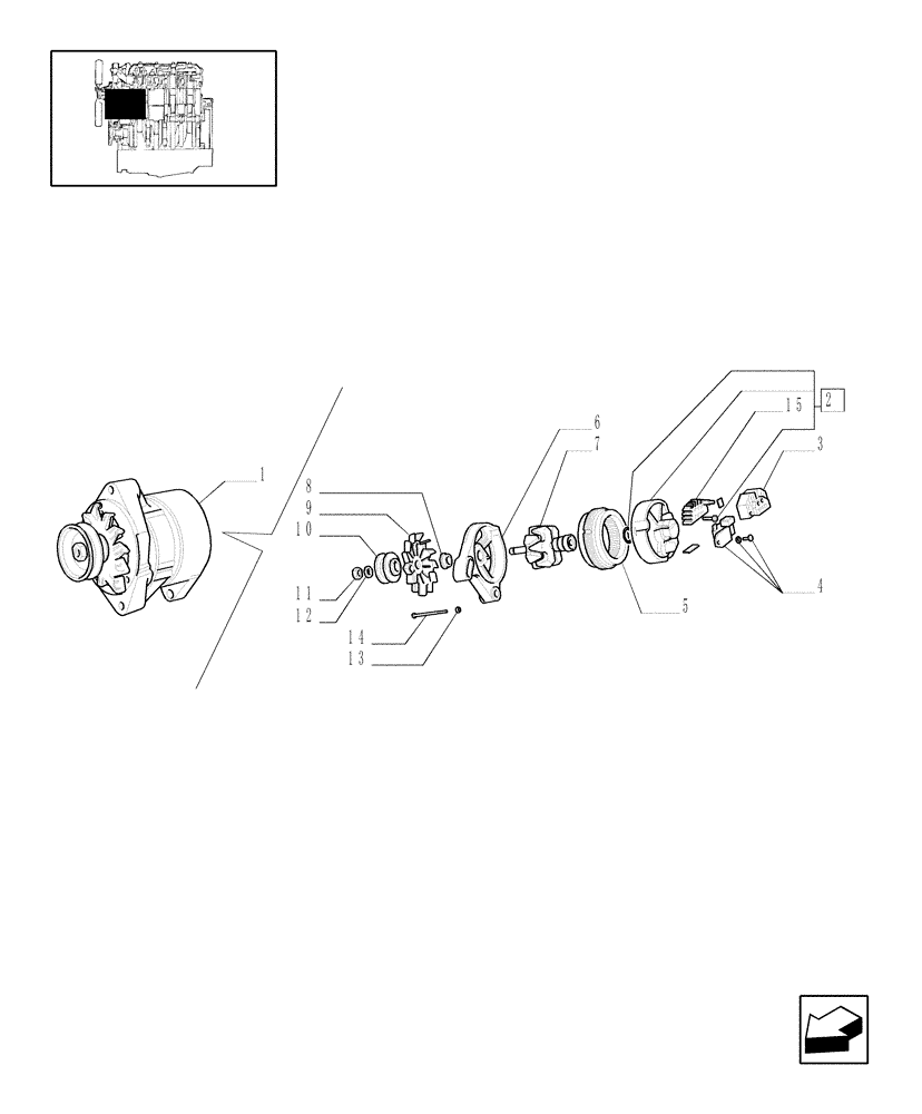 Схема запчастей Case IH JX90U - (0.40.0/ A) - ALTERNATOR (01) - ENGINE