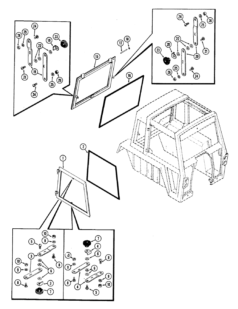 Схема запчастей Case IH 870 - (295E) - CAB, WINDOWS, HINSON (09) - CHASSIS/ATTACHMENTS