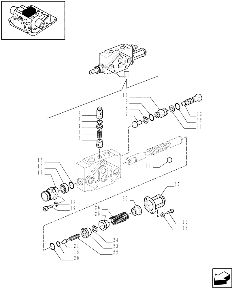 Схема запчастей Case IH MXM120 - (1.82.7/01F) - SIMPLE/DOUBLE-ACTING EXTERNAL CONTROL VALVE BREAKDOWN - D5500 (07) - HYDRAULIC SYSTEM