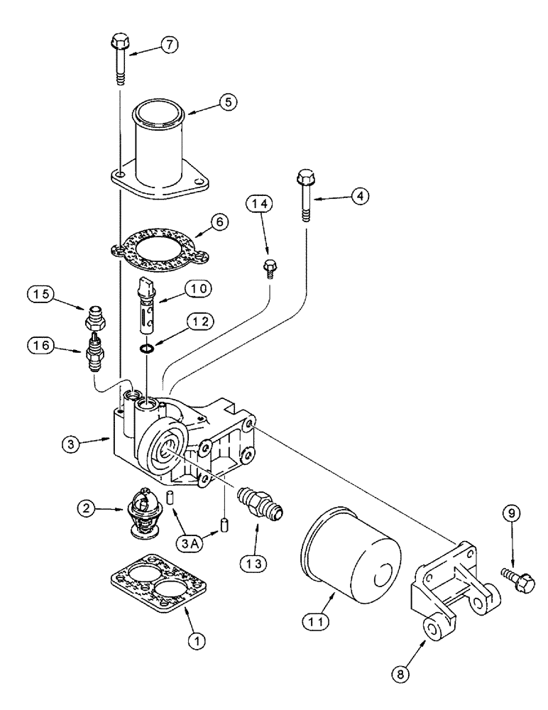 Схема запчастей Case IH 8950 - (2-042) - THERMOSTAT HOUSING AND WATER FILTER, 6T-830 AND 6TA-830 EMISSIONS CERTIFIED ENGINE (02) - ENGINE