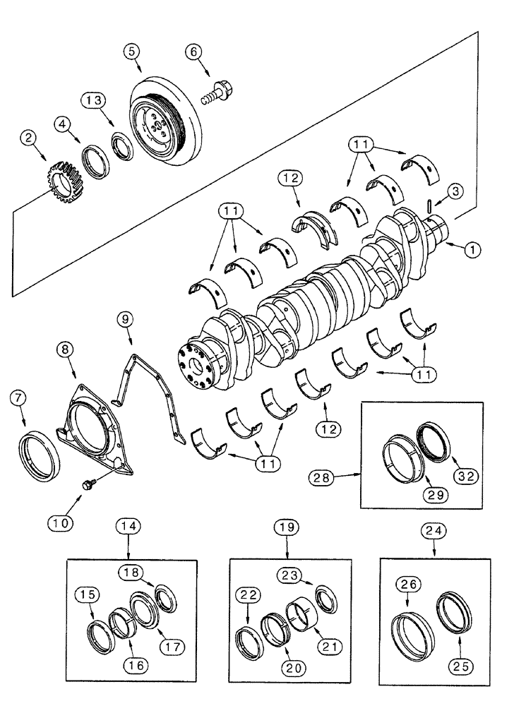 Схема запчастей Case IH 7250 - (2-112) - CRANKSHAFT, 6T-830 AND 6TA-830 EMISSIONS CERTIFIED ENGINE, PIN JJA0064978 AND AFTER (02) - ENGINE