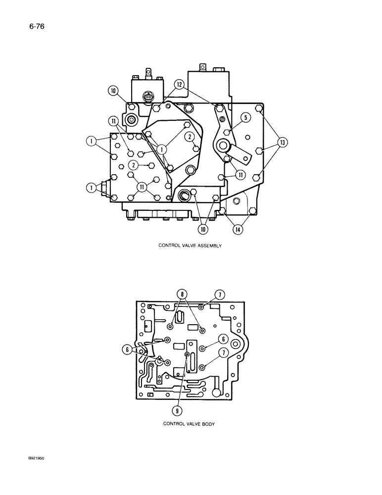 Схема запчастей Case IH 7140 - (6-076) - TRANSMISSION CONTROL VALVE ASSEMBLY, VALVE BOLTS AND PATTERN, TWO SPEED REVERSE VALVES (06) - POWER TRAIN