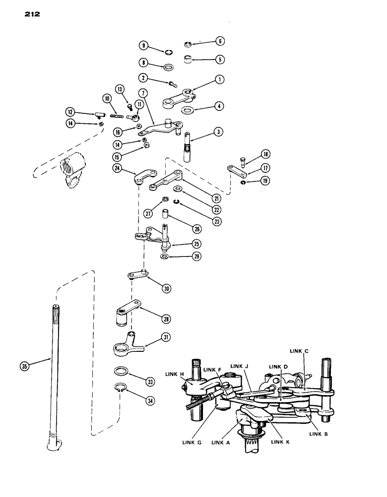 Схема запчастей Case IH 1070 - (212) - D.O.M. UPPER SENSING LINKAGE (09) - CHASSIS/ATTACHMENTS