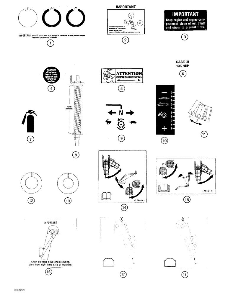 Схема запчастей Case IH 2166 - (9H-40) - DECALS, IMPORTANT INSTRUCTIONS AND INFORMATION DECALS (12) - CHASSIS