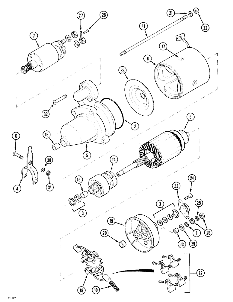 Схема запчастей Case IH 5150 - (4-62) - STARTER MOTOR, (5130/5140/5150) (04) - ELECTRICAL SYSTEMS