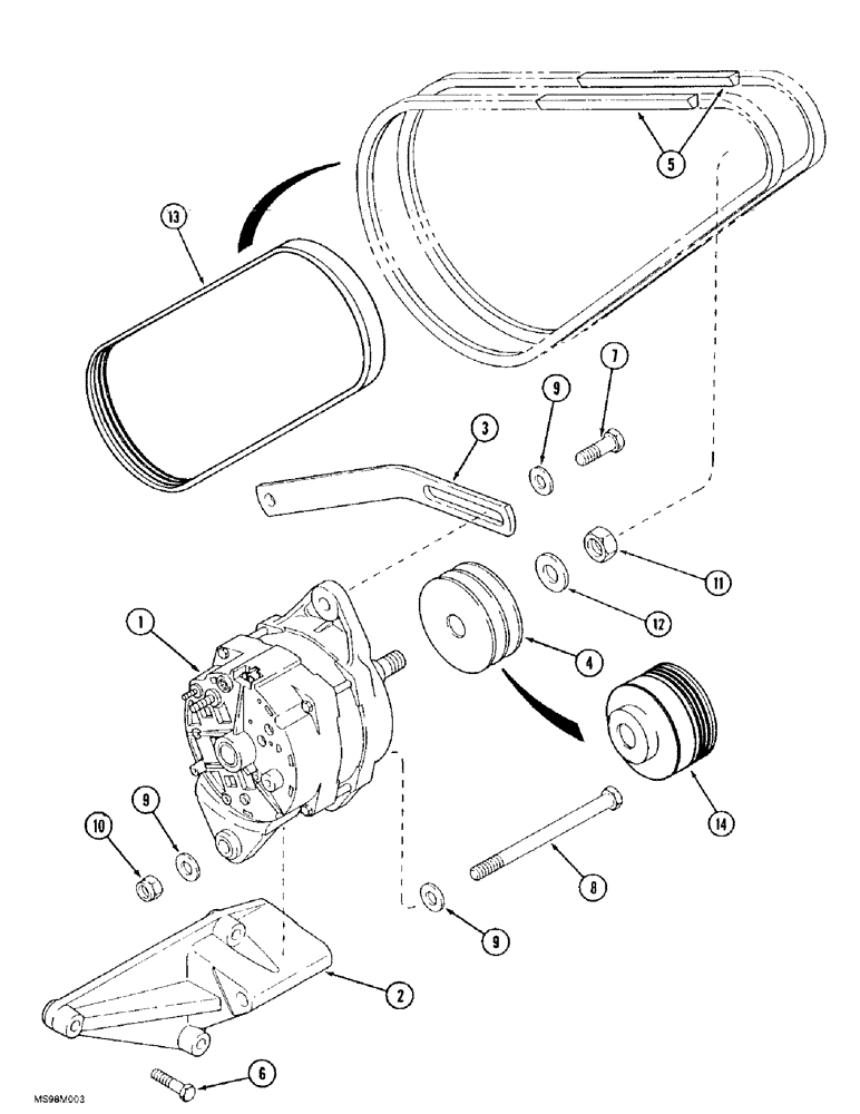 Схема запчастей Case IH 9380 QUADTRAC - (4-032) - ALTERNATOR MOUNTING, PRIOR TO P.I.N. JEE0074062 (04) - ELECTRICAL SYSTEMS