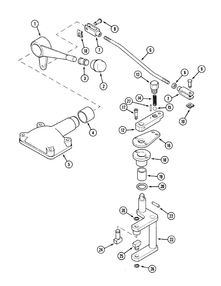 Схема запчастей Case IH 1394 - (6-196) - CREEPER GEAR SHIFT LEVER, SYNCHROMESH TRACTORS WITHOUT CAB (06) - POWER TRAIN