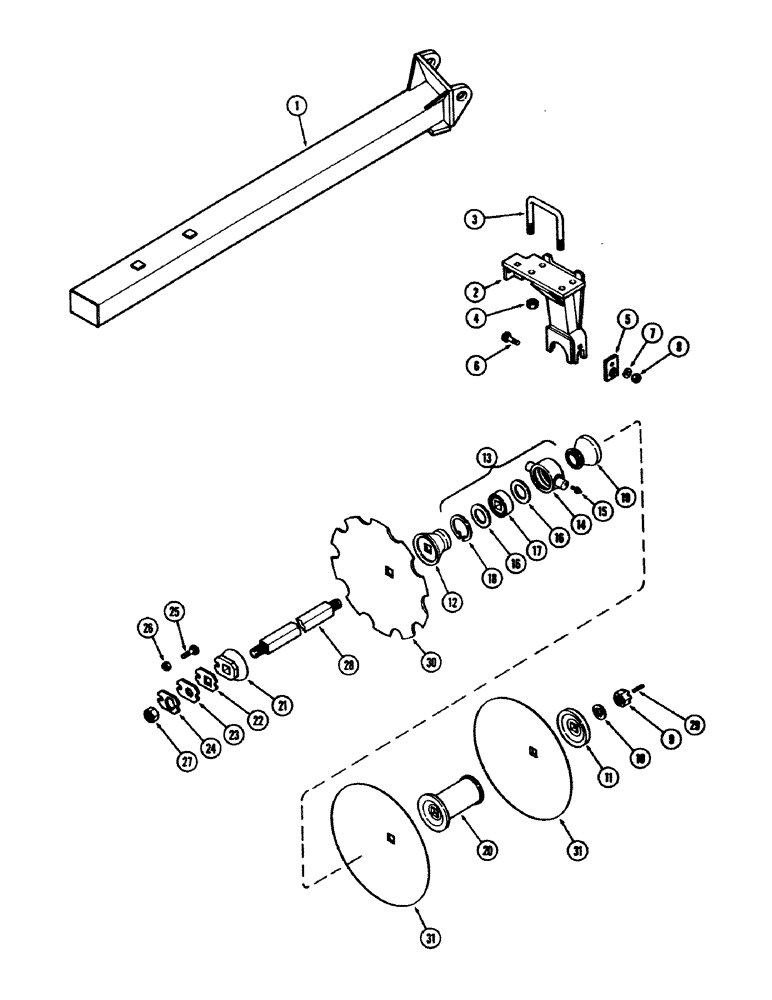 Схема запчастей Case IH E30 - (072) - FRONT RIGHT WING GANG, 10-1/2 INCH (266.7 MM) SPACING, MODEL 11-318 