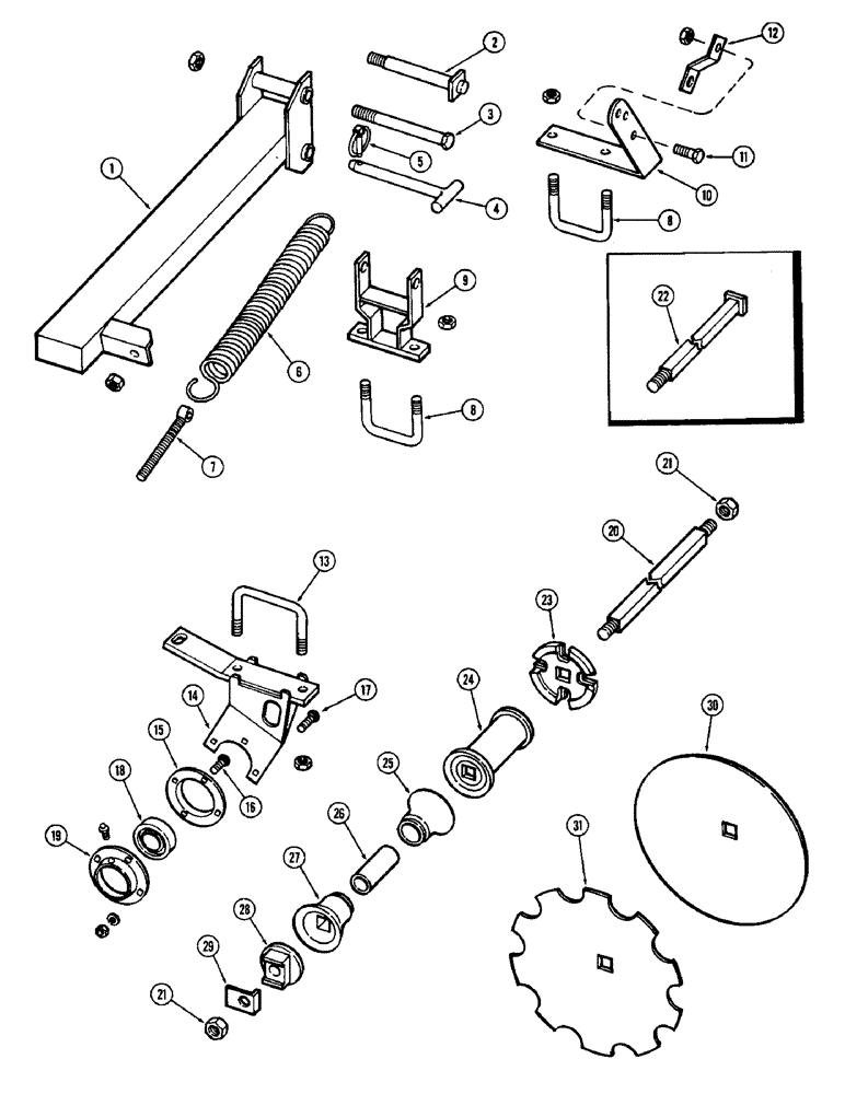 Схема запчастей Case IH F21 - (088) - 5 BLADE WING GANG, FRONT RIGHT, 9 INCH SPACING, F21, F21-9-234, 252 & F21-0-242,256 