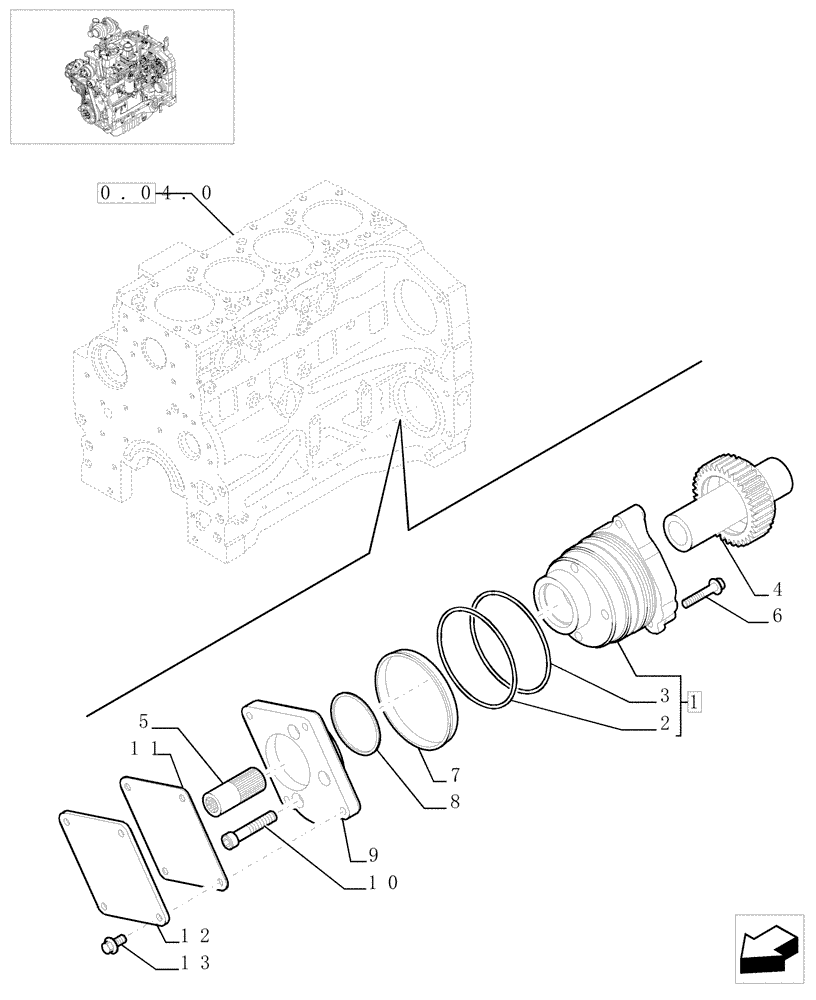 Схема запчастей Case IH JX1070U - (0.35.0) - POWER TAKE OFF (01) - ENGINE