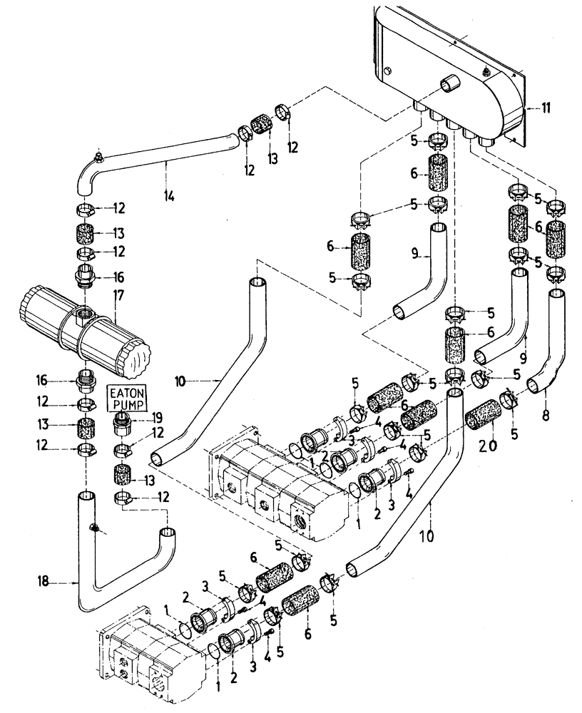Схема запчастей Case IH 7700 - (B05[09]) - HYDRAULIC SUCTION LINES, ENGINE BOX ROTARY CHOP Hydraulic Components & Circuits