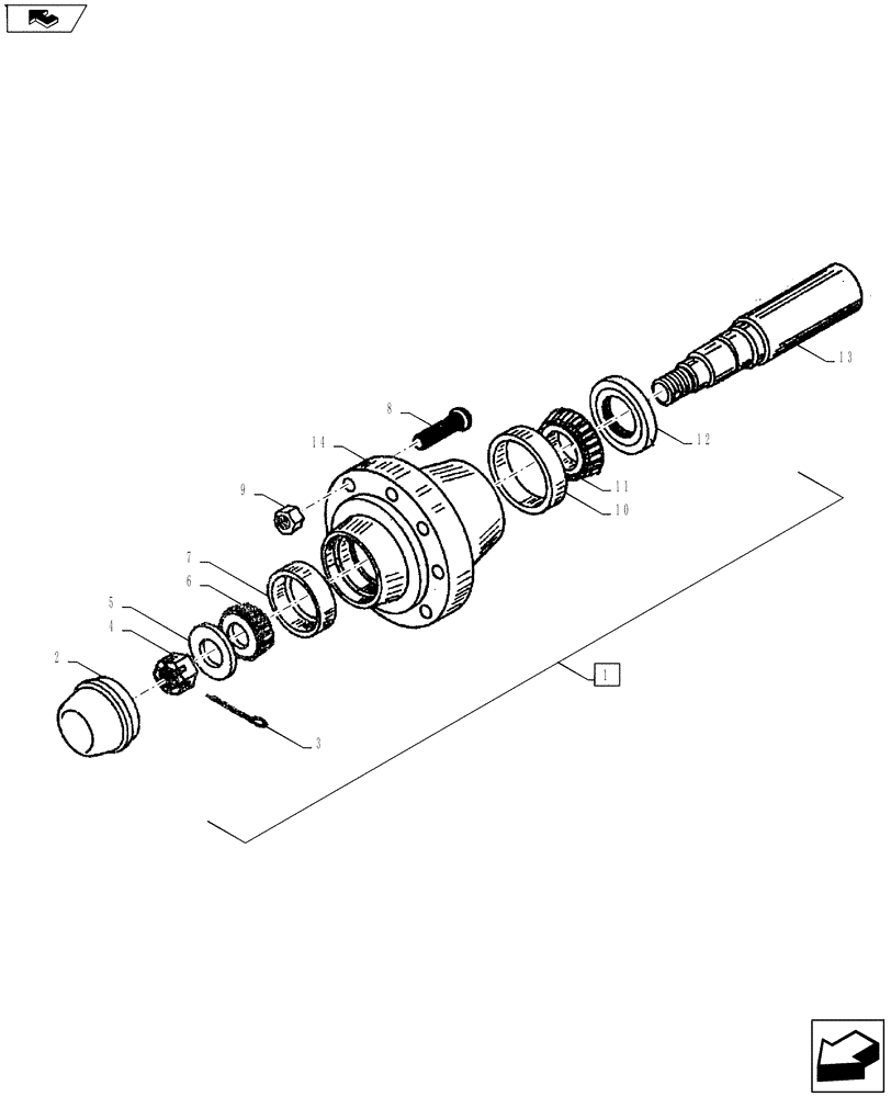 Схема запчастей Case IH TURBO-TIGER - (44.100.03) - 819 HUB & SPINDLE ASSEMBLY (44) - WHEELS