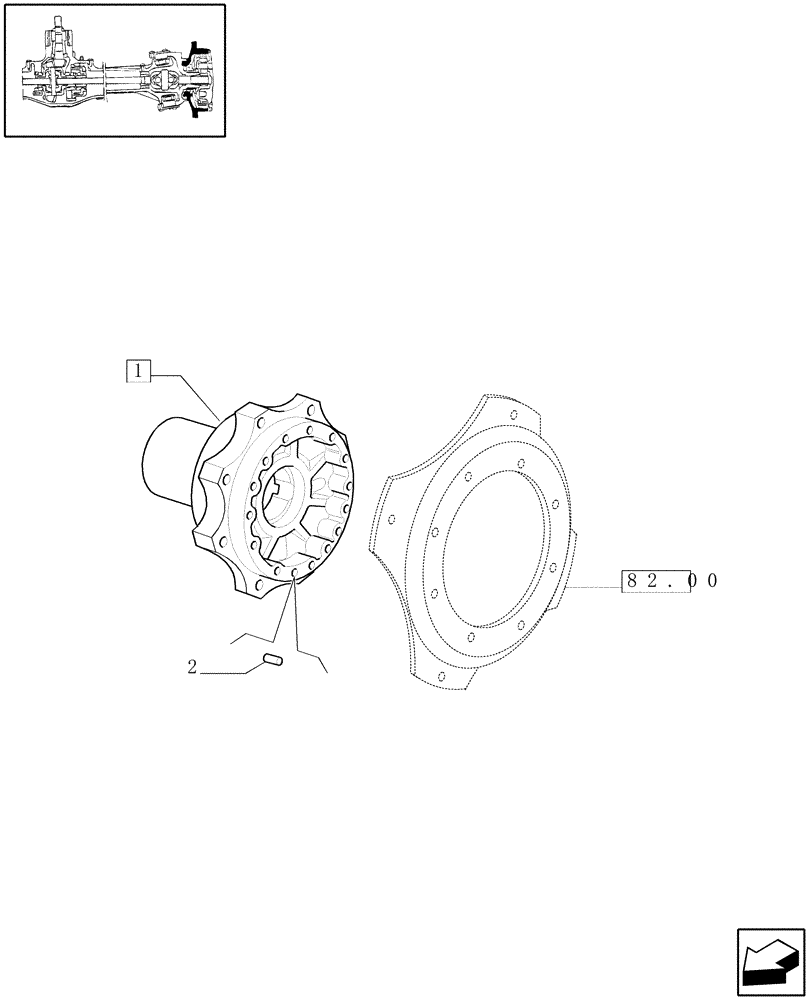 Схема запчастей Case IH JX90 - (1.40.11/03) - (VAR.385) STANDARD FRONT AXLE W/LIMITED SLIP DIFF, W/ FRONT BRAKES (40KM/H) - HUB (04) - FRONT AXLE & STEERING