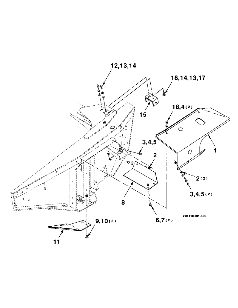 Схема запчастей Case IH 8340 - (7-14) - HEADER SHIELDS ASSEMBLY, LEFT (58) - ATTACHMENTS/HEADERS