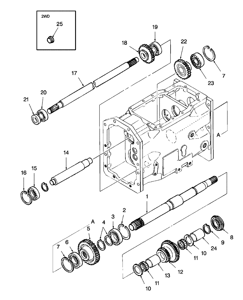 Схема запчастей Case IH D29 - (07D04) - GEARS - FRONT TRANSMISSION, W/9 X 3 & W/FWD (03) - TRANSMISSION