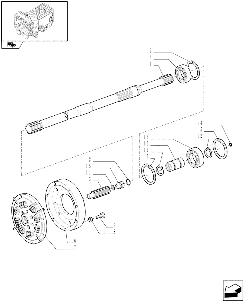 Схема запчастей Case IH PUMA 165 - (1.25.3) - DAMPER AND TRANSMISSION/PTO INPUT SHAFT (03) - TRANSMISSION