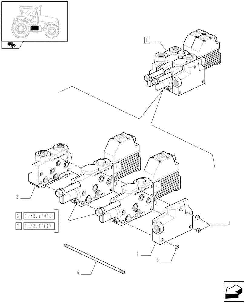Схема запчастей Case IH PUMA 195 - (1.82.7/07A) - ELECTRONIC MID MOUNTED VALVES 2 SLICE - BREAKDOWN (07) - HYDRAULIC SYSTEM
