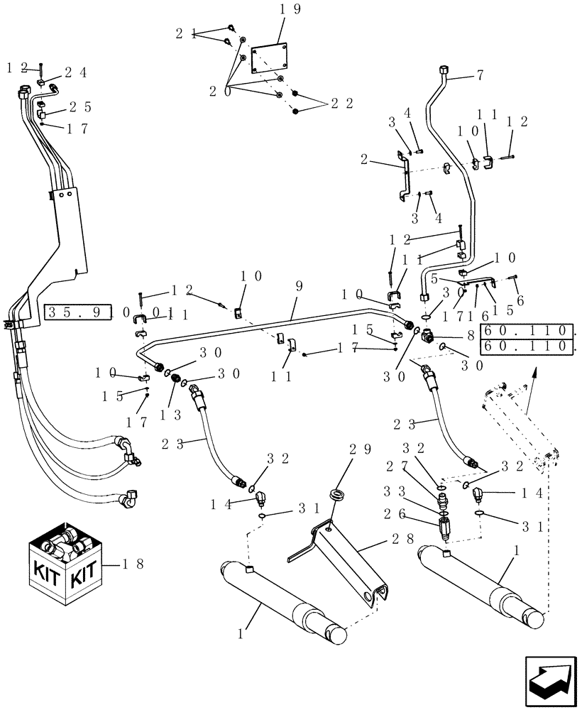 Схема запчастей Case IH 9010 - (35.162.02[02]) - HYDRAULICS - FEEDER LIFT - 9010 (35) - HYDRAULIC SYSTEMS
