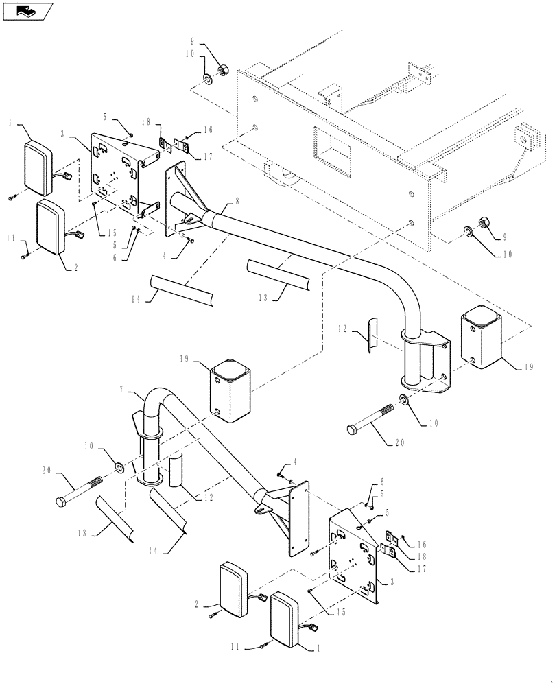 Схема запчастей Case IH TITAN 3530 - (55.404.04) - TAIL LIGHT ASSEMBLY (55) - ELECTRICAL SYSTEMS